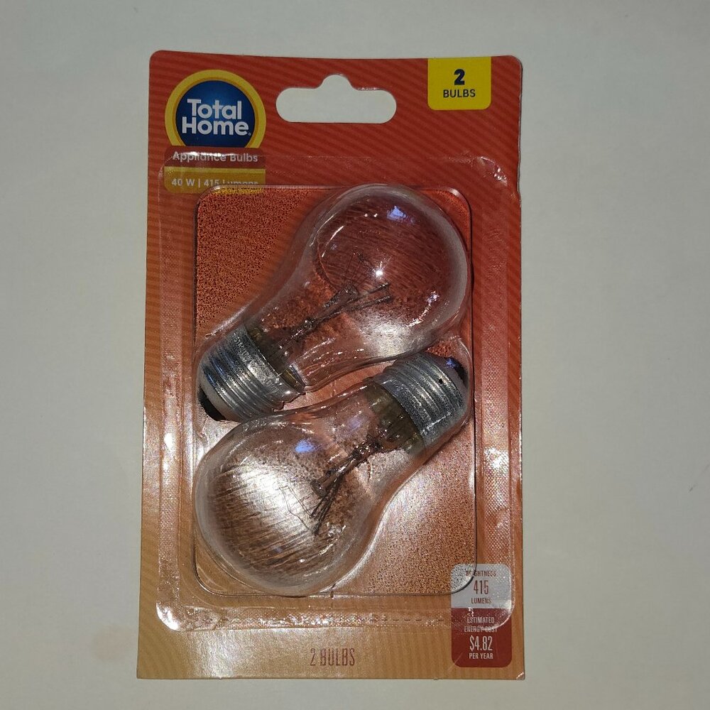 2 Bulbs Total Home Clear Appliance A15 Bulbs, 40 watts